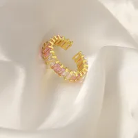 Elegant Glam Luxurious Solid Color Copper Plating Inlay Zircon 18k Gold Plated Open Rings main image 4