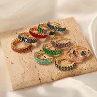 Elegant Glam Luxurious Solid Color Copper Plating Inlay Zircon 18k Gold Plated Open Rings main image 2