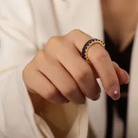 Elegant Glam Luxurious Solid Color Copper Plating Inlay Zircon 18k Gold Plated Open Rings sku image 22