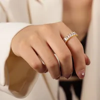 Elegant Glam Luxurious Solid Color Copper Plating Inlay Zircon 18k Gold Plated Open Rings sku image 14