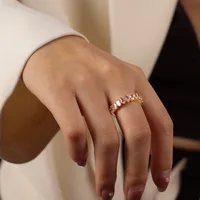 Elegant Glam Luxurious Solid Color Copper Plating Inlay Zircon 18k Gold Plated Open Rings sku image 11