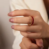 Elegant Glam Luxurious Solid Color Copper Plating Inlay Zircon 18k Gold Plated Open Rings sku image 7