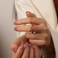 Elegant Glam Luxurious Solid Color Copper Plating Inlay Zircon 18k Gold Plated Open Rings sku image 4