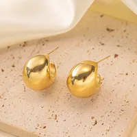 1 Pair Elegant Classic Style Solid Color Plating 304 Stainless Steel 18K Gold Plated Ear Studs main image 3