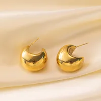 1 Pair Elegant Classic Style Solid Color Plating 304 Stainless Steel 18K Gold Plated Ear Studs main image 2