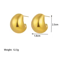 1 Pair Elegant Classic Style Solid Color Plating 304 Stainless Steel 18K Gold Plated Ear Studs main image 5