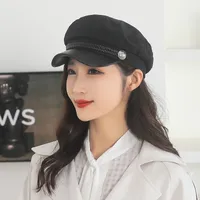 Women's Retro British Style Solid Color Curved Eaves Beret Hat sku image 1
