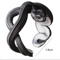 Retro Punk Snake Alloy Silver Plated Men's Open Rings main image 3