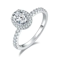 925 Sterling Silver Moissanite Oval Rings main image 1