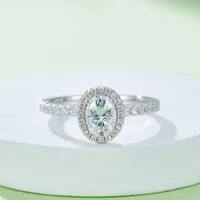 925 Sterling Silver Moissanite Oval Rings main image 5