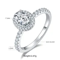 925 Sterling Silver Moissanite Oval Rings sku image 3