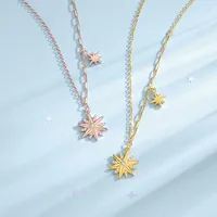 925 Sterling Silver Zircon Cable Chain Plating Inlay Star Pendant Necklace main image 1