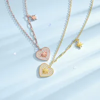 925 Sterling Silver Zircon Cable Chain Plating Inlay Star Heart Shape Pendant Necklace main image 1