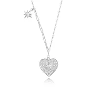 925 Sterling Silver Zircon Cable Chain Plating Inlay Star Heart Shape Pendant Necklace main image 2