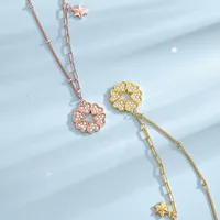 925 Sterling Silver Zircon Cable Chain Inlay Heart Shape Pendant Necklace main image 1
