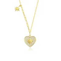 925 Sterling Silver Zircon Cable Chain Plating Inlay Star Heart Shape Pendant Necklace sku image 1