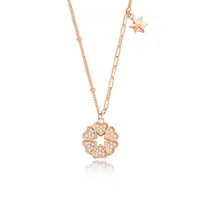 925 Sterling Silver Zircon Cable Chain Inlay Heart Shape Pendant Necklace sku image 3