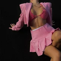 Daily Women's Elegant Solid Color Polyester Button Skirt Sets Skirt Sets main image 3