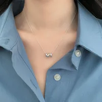 925 Sterling Silver Plating Solid Color Pendant Necklace sku image 2