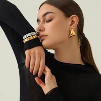 1 Pair Simple Style Classic Style Triangle Plating 316 Stainless Steel  18K Gold Plated Ear Studs main image 5