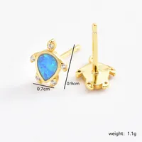 1 Pair 925 Sterling Silver Zircon Tortoise Ear Studs main image 7