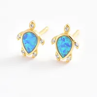 1 Pair 925 Sterling Silver Zircon Tortoise Ear Studs main image 1