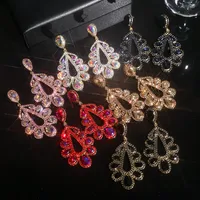 1 Pair Elegant Shiny Water Droplets Inlay Alloy Rhinestones Zircon Drop Earrings main image 1