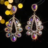 1 Pair Elegant Shiny Water Droplets Inlay Alloy Rhinestones Zircon Drop Earrings main image 7