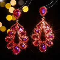 1 Pair Elegant Shiny Water Droplets Inlay Alloy Rhinestones Zircon Drop Earrings main image 6