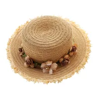 Women's Vacation Beach Solid Color Flat Eaves Straw Hat main image 4