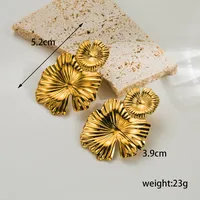 1 Pair Ig Style Retro Leaves Flower Plating Stainless Steel 18k Gold Plated Drop Earrings sku image 1