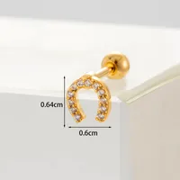 Ear Cartilage Rings & Studs Fashion Geometric Copper Plating Artificial Gemstones sku image 31