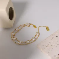 Simple Style Geometric Freshwater Pearl Copper Plating 18k Gold Plated Bracelets main image 3
