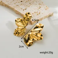 1 Pair Ig Style Retro Leaves Flower Plating Stainless Steel 18k Gold Plated Drop Earrings main image 5
