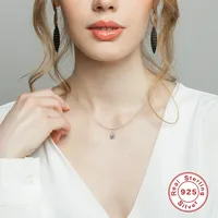 925 Sterling Silver Moissanite GRA Plating Inlay Geometric Pendant Necklace main image 1