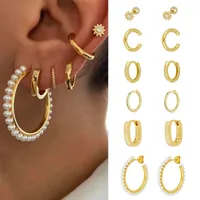 1 Pair Ig Style French Style Modern Style Round Plating Inlay Copper Pearl Zircon 18k Gold Plated Ear Cuffs Earrings Ear Studs main image 1