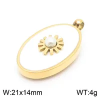 1 Piece Stainless Steel Artificial Pearls Shell 18K Gold Plated Oval main image 5