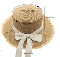 Women's Cute Sweet Color Block Bowknot Wide Eaves Straw Hat main image 5