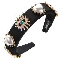 Women's Vintage Style Baroque Style Heart Shape Eye Cloth Sponge Inlay Rhinestones Glass Pearl Hair Band main image 2