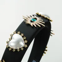 Women's Vintage Style Baroque Style Heart Shape Eye Cloth Sponge Inlay Rhinestones Glass Pearl Hair Band main image 5