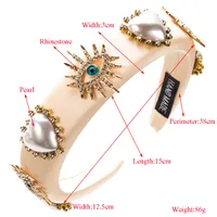 Women's Vintage Style Baroque Style Heart Shape Eye Cloth Sponge Inlay Rhinestones Glass Pearl Hair Band main image 6