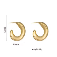 1 Pair Casual Elegant Lady C Shape Geometric Plating Stainless Steel 18k Gold Plated Ear Studs sku image 18