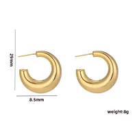 1 Pair Casual Elegant Lady C Shape Geometric Plating Stainless Steel 18k Gold Plated Ear Studs sku image 9