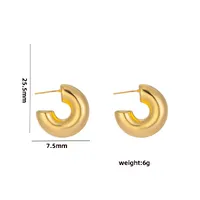 1 Pair Casual Elegant Lady C Shape Geometric Plating Stainless Steel 18k Gold Plated Ear Studs main image 6