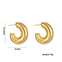 1 Pair Casual Elegant Lady C Shape Geometric Plating Stainless Steel 18k Gold Plated Ear Studs main image 4