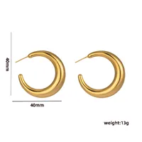 1 Pair Casual Elegant Lady C Shape Geometric Plating Stainless Steel 18k Gold Plated Ear Studs sku image 23