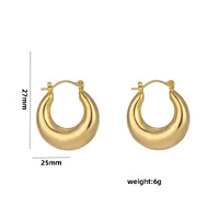 1 Pair Casual Elegant Lady C Shape Geometric Plating Stainless Steel 18k Gold Plated Ear Studs main image 1