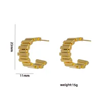1 Pair Casual Elegant Lady C Shape Geometric Plating Stainless Steel 18k Gold Plated Ear Studs sku image 12