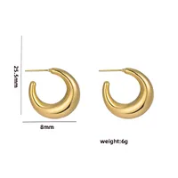 1 Pair Casual Elegant Lady C Shape Geometric Plating Stainless Steel 18k Gold Plated Ear Studs sku image 7