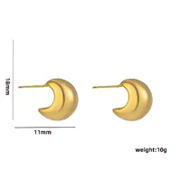 1 Pair Casual Elegant Lady C Shape Geometric Plating Stainless Steel 18k Gold Plated Ear Studs main image 3